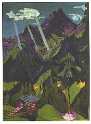 Ernst Ludwig Kirchner, Landscape in Graubunder with sun rays